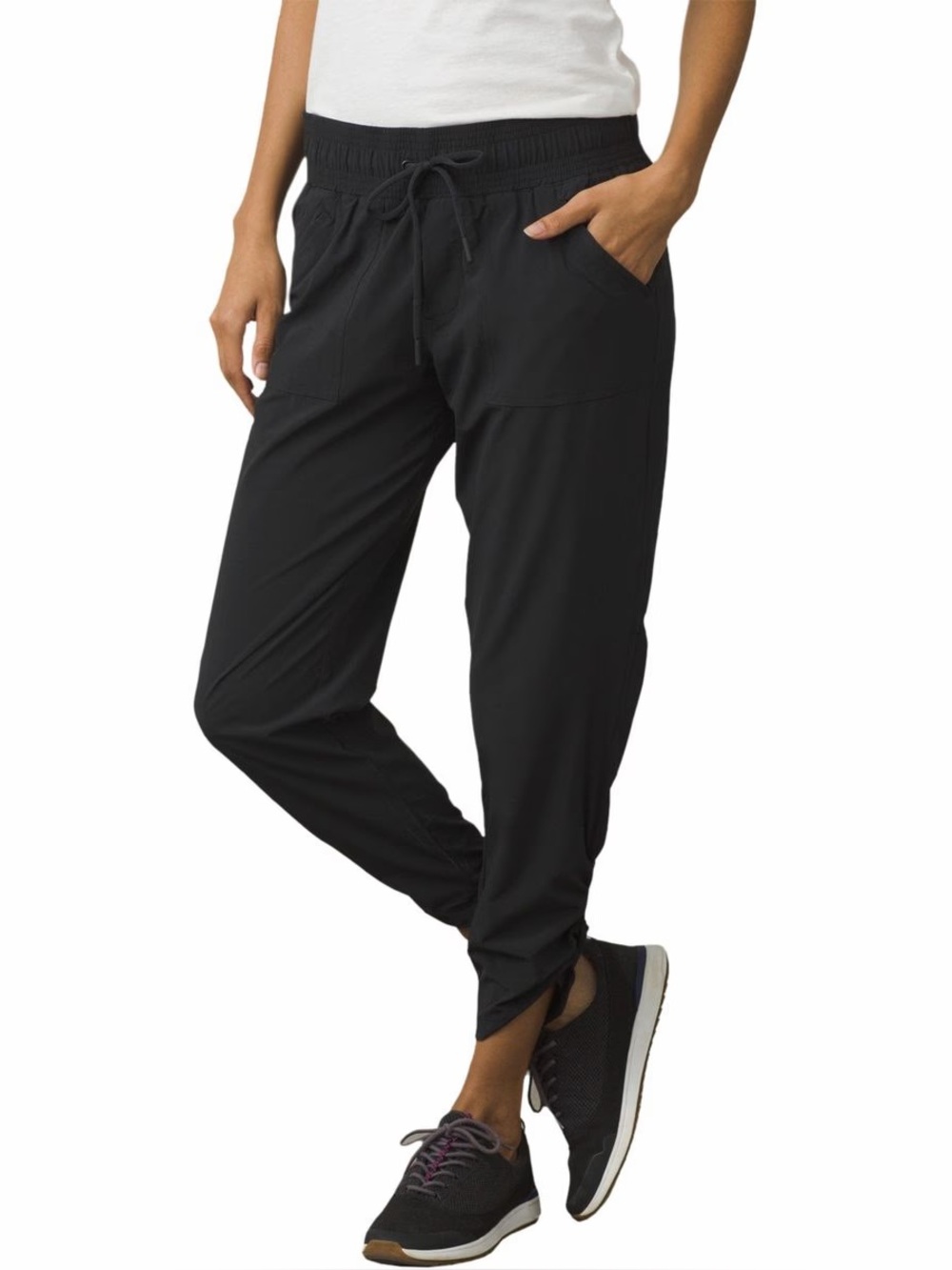PrAna Midtown Cropped Joggers Black Capri Pants Athletic Hiking Yoga Size Large